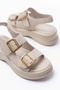 Kaji Beige Skin Double Buckle Sandals - 3