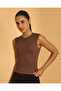 Women Brown Sleeveless Active T-shirt