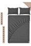 3-Piece Grey Microfiber Fitted Bedsheet Set – Deep Pocket Elastic Bed Sheet with 2 Pillow Covers