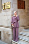 Women's Gold Detailed Cape Suit in Plum Color - 4