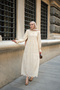 Women's Half Button Brode Detail Dress Cream - 4