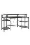 Bremen Gaming Desk With Open Shelves|Computer Table|Wood and Metal Study Table L160xW72xH90cm -Black - 4