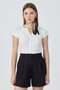 100% Linen Ironed Striped Classic Cut Shorts - Black - 5