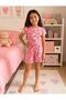 Girls' 100% Cotton Pink Rainbow Patterned Short Sleeve Shorts Pajama Set