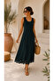 Timeless Elegance! Women's Sleeveless Laser Cut Hem Detailed Crepe Dress - 3