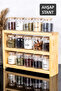 3-Tier Wooden Stand with 15 Spice Jars Set 300 ml Glass Jars with Transparent Labels Spice Storage Container Organizer - 2