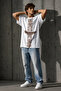 100% Cotton Oversize Men's T-Shirt Ethnic Eagle Printed Premium Streetwear White - 6