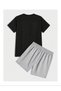 T-Shirt Shorts - T-Shirt with Shorts, Printed Crew Neck Top and Bottom Set - 2