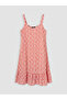 Pink V-Neck Floral Strap Ruffle Dress - 8