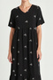 Embroidered Long Summer Viscose Dress Lnt0039 Black - 5