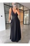 Lace Detail Chiffon Dress Black - 2