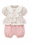 Seasonal Baby Girl Floral Jumpsuit with Collar Detail - 4