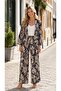 Ethnic Pattern Top-Bottom Trend Kimono Set - 2