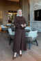 Brown Collared Tie-Back Layered Skirt Set - 2