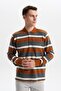 Ar-Ma Men's Polo Collar Sweatshirt, Unprinted, Striped, Buttoned, Without Pockets, Large Size, Ringel Ottoman K30554801
