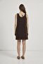 Women's Coffee Color Thick Strap Front and Back U-Neck Dress - 6