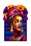 Sdt Custom Cut Cubic Woman Portrait Patterned Pop Art Geometric Multi Color Purple Woven Base Decorative Carpet Sdtt1528