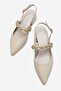 Stone-Embellished Heel-Covered Heeled Shoes Beige Yanki̇ - 5
