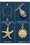 Gold Plated Starfish, Oyster Shell and Sun Chain Necklace - 3