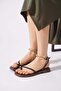 Turas women's thong sandals with ring buckle - coffee leather - 3