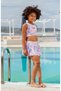 Lyrax Printed Girls' Patterned Pleated Skirt Bikini Tenisci Set, Swimsuit Set - Summer Season - 2