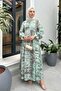 Mira Pattern Hijab Dress 2328 - Mint Green