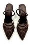 Lace Bead Detailed Elastic Women's Heeled Shoes Stiletto Light Brown - 5