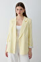 Women's Yellow Striped Lined Blazer Jacket with Sleeve Detail