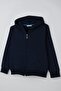 Boy's Cardigan Basic Hooded Zipper Cardigan 6-10 Years Old, Navy Blue - 6