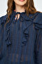 Women's Striped Ruffle Detailed and Sparkling Blouse - 2