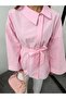 Oversized Collar Belted Women's Shirt - 3