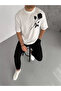 Unisex Crew Neck Printed Oversize Tshirt - 2