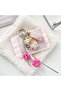 Bag Ornament with Butterflies, Pink Flowers and Beads, Keychain, Phone Charm