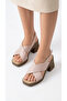 Cross-Strapped Side Buckle Leather High Heeled Ankle Buckle Women's Summer Sandals - 4