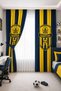 Yellow Navy Blue Champion Fan Children's Room Double Winged Background Curtain - 3