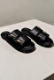 Women's Buckle Detailed Studded Patent Leather Slippers - 7