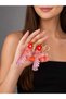 2 Pieces of Water-Filled Glittery Red Color Keychain Bag Accessory Decorative Gift Bubble 2-Piece Keychain - 2