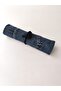 Patchwork Pocketed Navy Blue Denim Roll-Up Brush Holder Pen Holder - 4