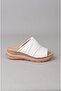Seç 4095 Genuine Leather Padded Heel Slippers (Heel Height: 4.5cm) White