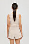 Soft Rib V-Neck Sleeveless Blouse Beige - 3