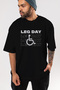 Leg Day Oversize Front Printed Black T-Shirt 100% Cotton Streetwear Premium Comfortable Fit - 7