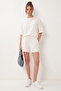 Modal Oversize T-Shirt Shorts Set Lub0379 Ecru
