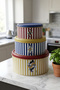 Set of 3 Round Metal Decorative Boxes, 21.5, 17.5, 14 cm Heritage Lines - 2