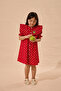 Polka Dot Asymmetrical Apple Embroidered Dress Red - 4