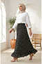 Elastic Waist Floral Patterned Skirt 0314-03 Black - 2