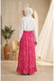 Elastic Waist Polka Dot Patterned Skirt 0316-04 Pink - 5