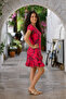 Women's Crew Neck Italian Style Patterned Lined Dress - 3