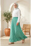 Elastic Waist Floral Patterned Skirt 0308-04 Green - 2