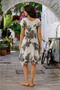 Women's Crew Neck Italian Style Patterned Lined Dress - 5