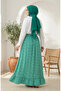 Elastic Waist Floral Patterned Skirt 0308-04 Green - 5